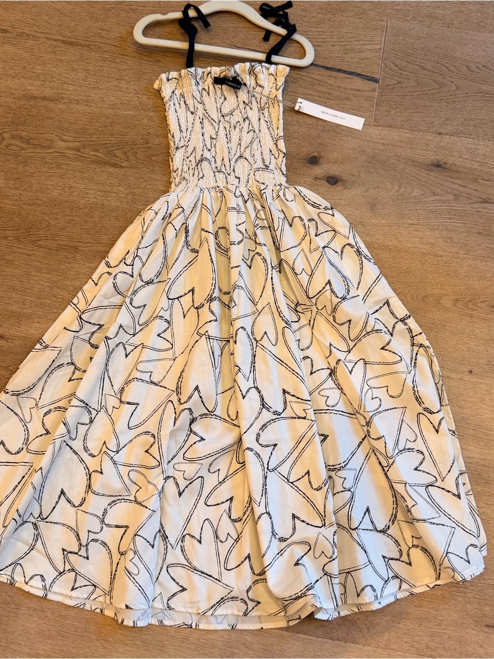 Little creative factory Girls White Sundress with Black Sketch hearts  Print